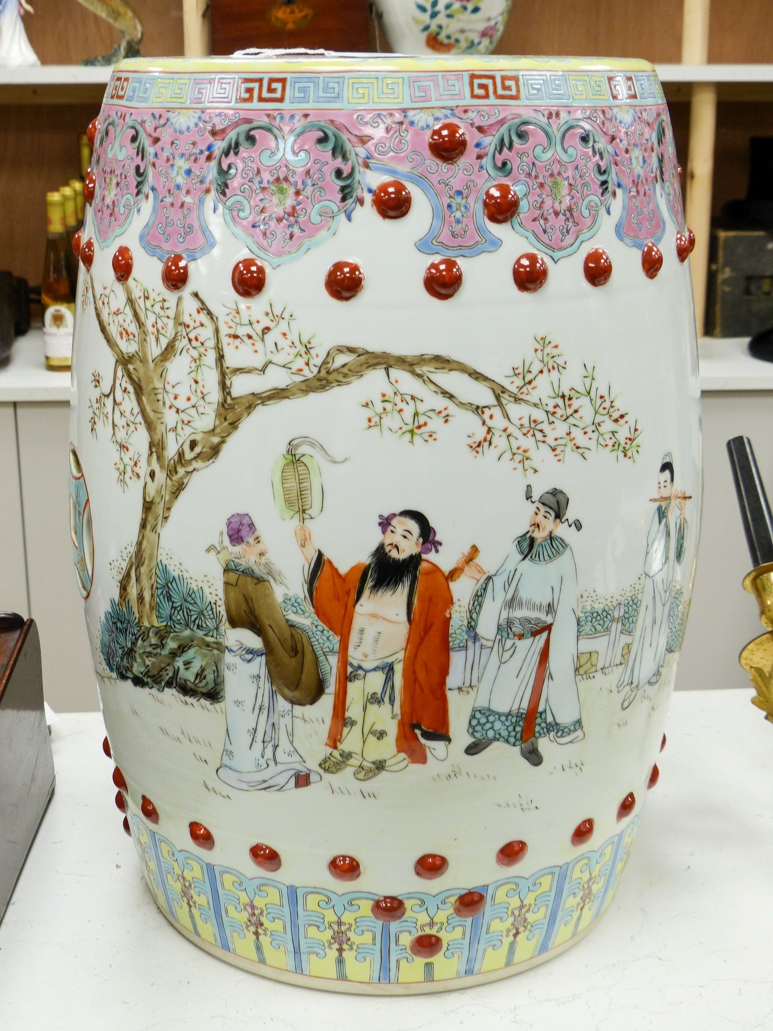 A Chinese famille rose garden seat, 49 cm high